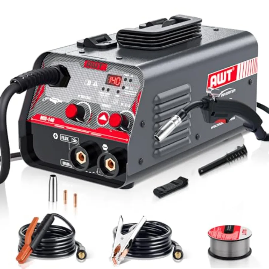 

AWT MIG Welder 140Amp Flux Core MIG Welder/Stick 2 in 1 Welding Machine Welder Machine 110V With Synergy IGBT Inverter Portable