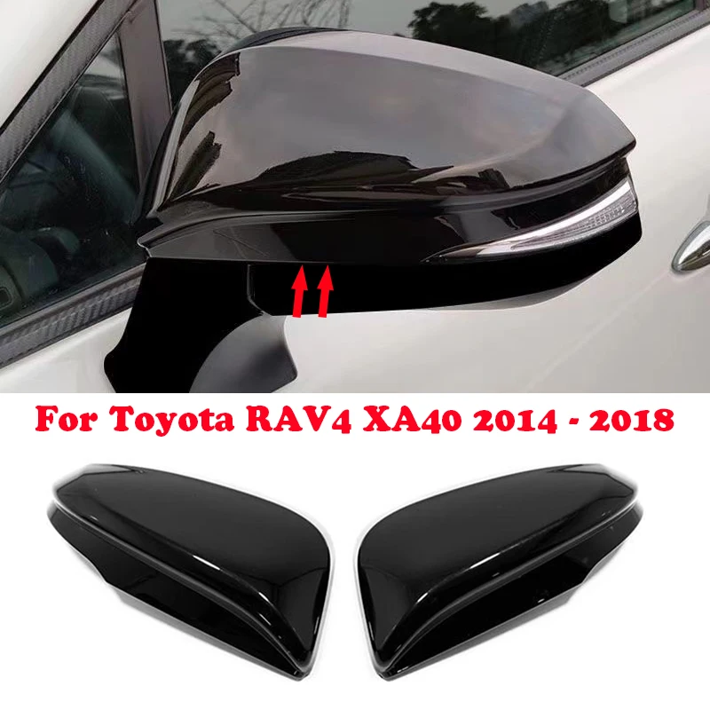 For Toyota RAV4 2014 2015 2016 2017 2018 Black Side Wing Door Mirror Full Cover Rear View Overlay Car Styling Accessories