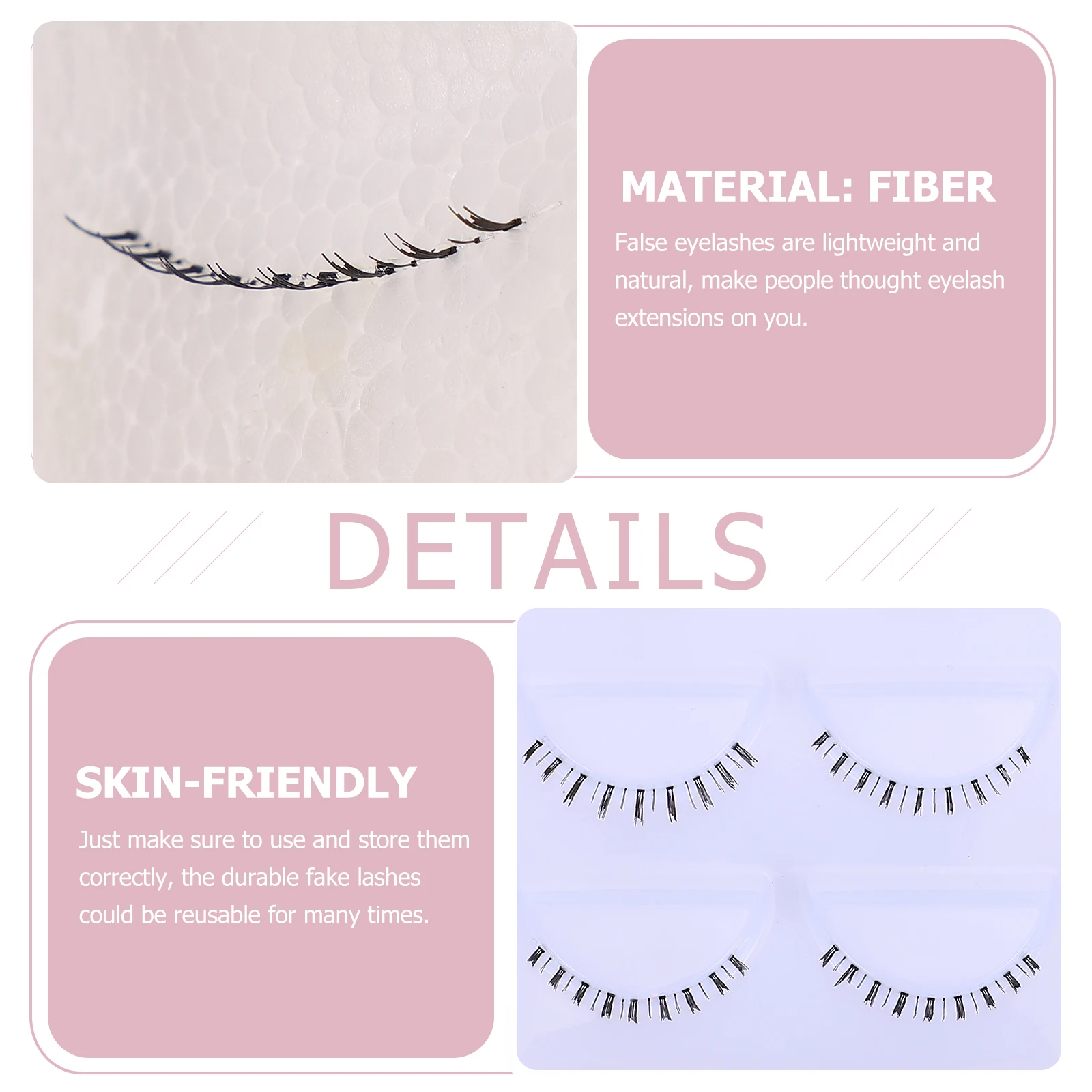 

False Eyelashes Natural Bottom Lashes Transparent Fiber Strip Lightweight Easy Apply Daily Wear Stage Party Cosmetics