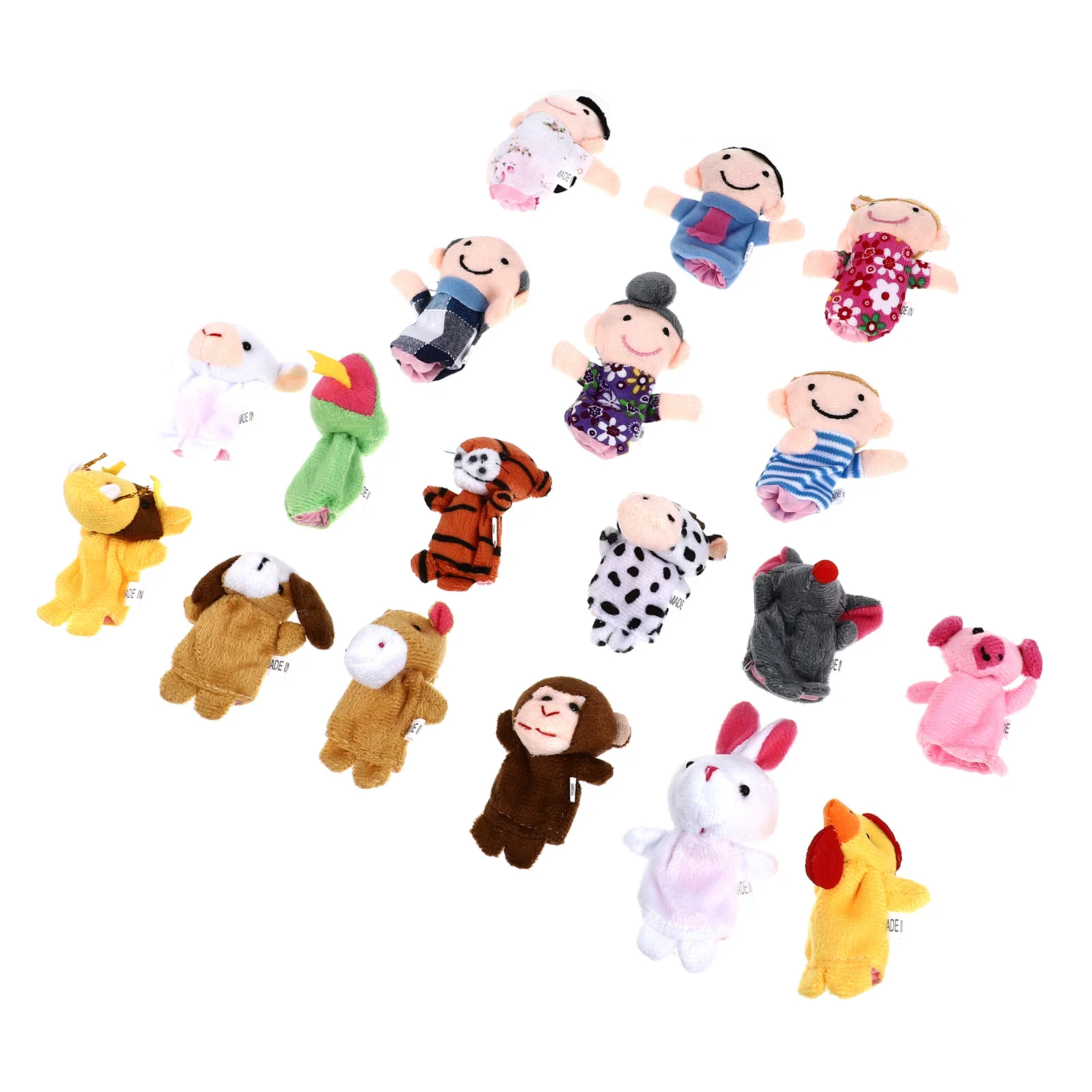 18Pcs Educational Finger Puppets Set 12 Animal Characters 6 Family Play House Storytelling Educational Toys Finger Puppets