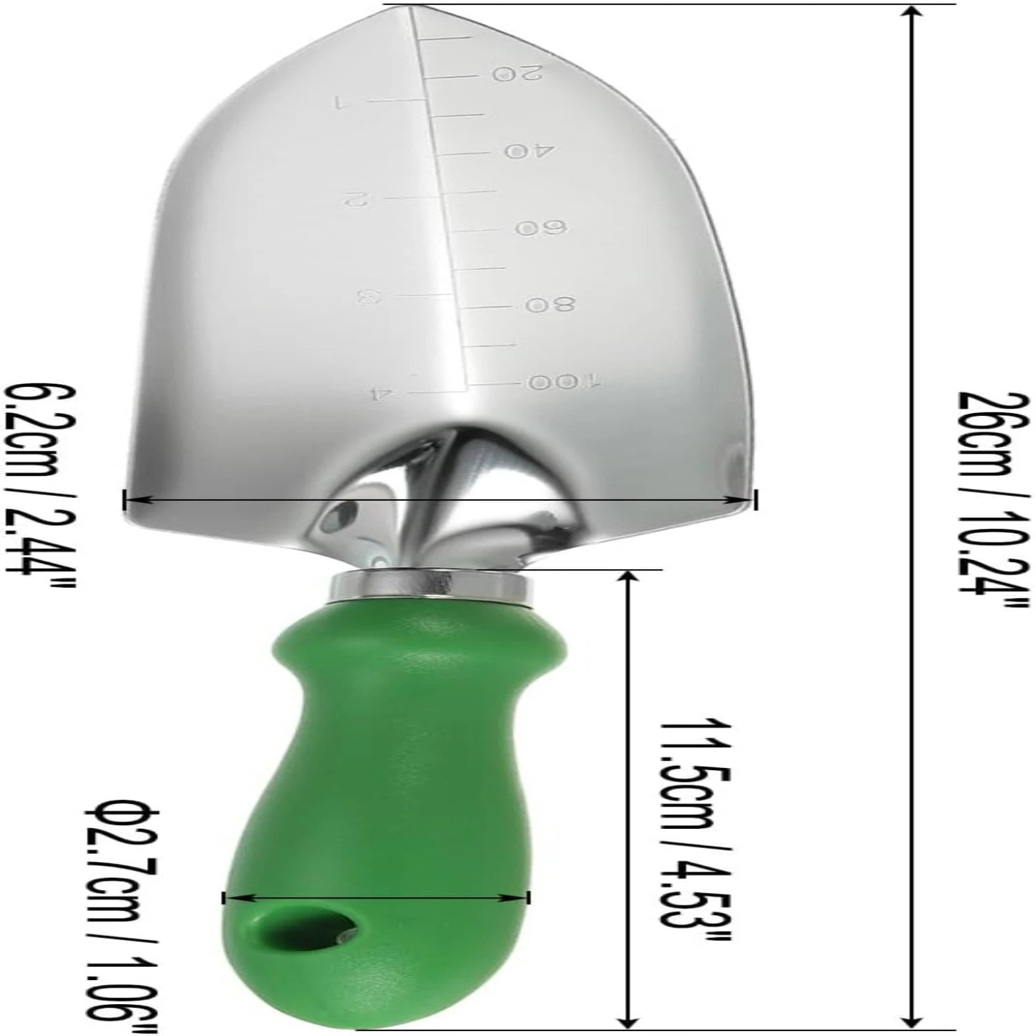 Garden Weeder Tool with Scale - Patio Weed for Measuring Transplant - Green