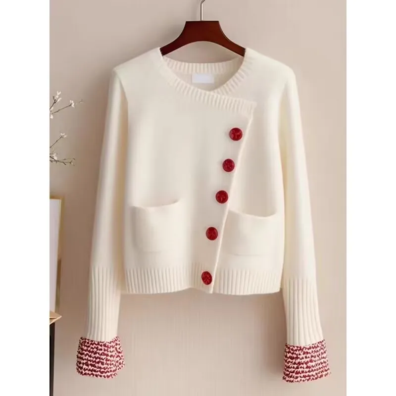 Simple Loose All-match Jumper 2025 New Early Spring Elegant Advanced Literary Sweaters Knit Korea Chic Cardigan