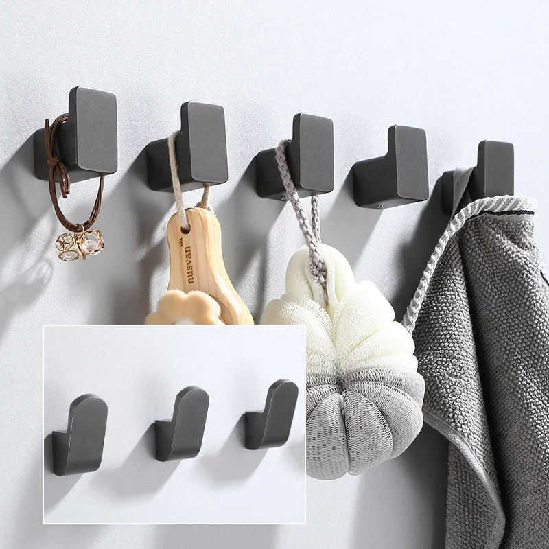 Alumínio Robe Hooks para Banheiro, Rustproof Decor Organizer, Cabeleira, Toalha, Roupa da porta, Chave, Gancho do saco, Preto
