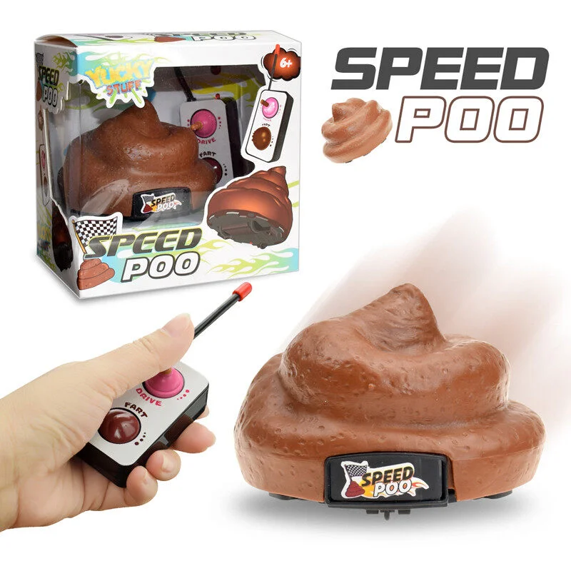Speed Poo Farting Car, Remote Control Brown Moving Toy, Novelty Prank Gift for Kids, Funny Indoor Game, Party Entertainment