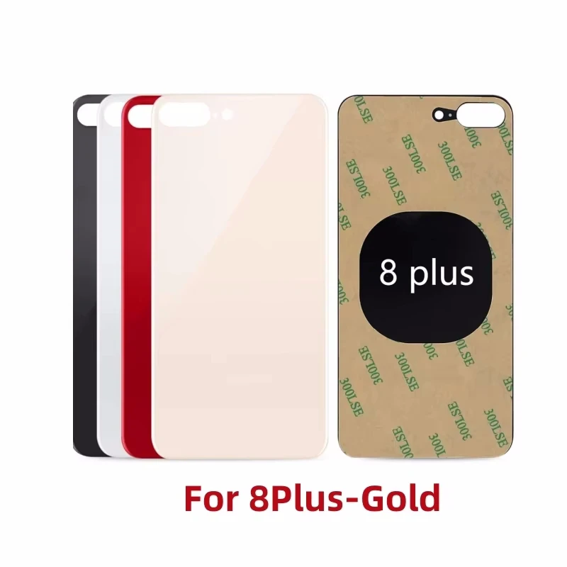 아이폰 8 플러스용 후면 유리 패널 배터리 커버, 후면 문짝 하우징 케이스 교체 부품, 3M 테이프 포함, 큰 구멍