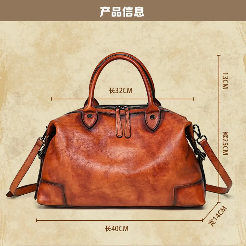 MOTAORA-Bolsa de couro genuíno feminina, bolsa de ombro Boston, couro macio, grande capacidade, viagem, novo, 2022, 2024
