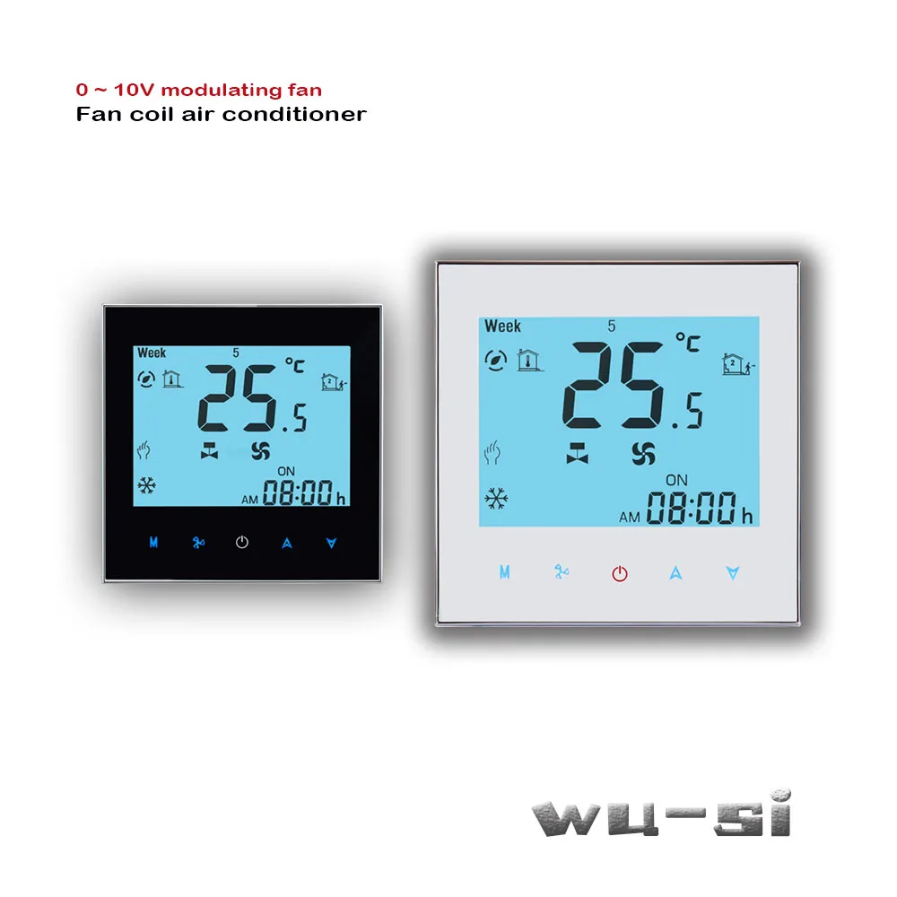 Fan coil thermostat 0~10V modulating fan output 24VAC 95-240VAC EU Air conditioner temperature regulator