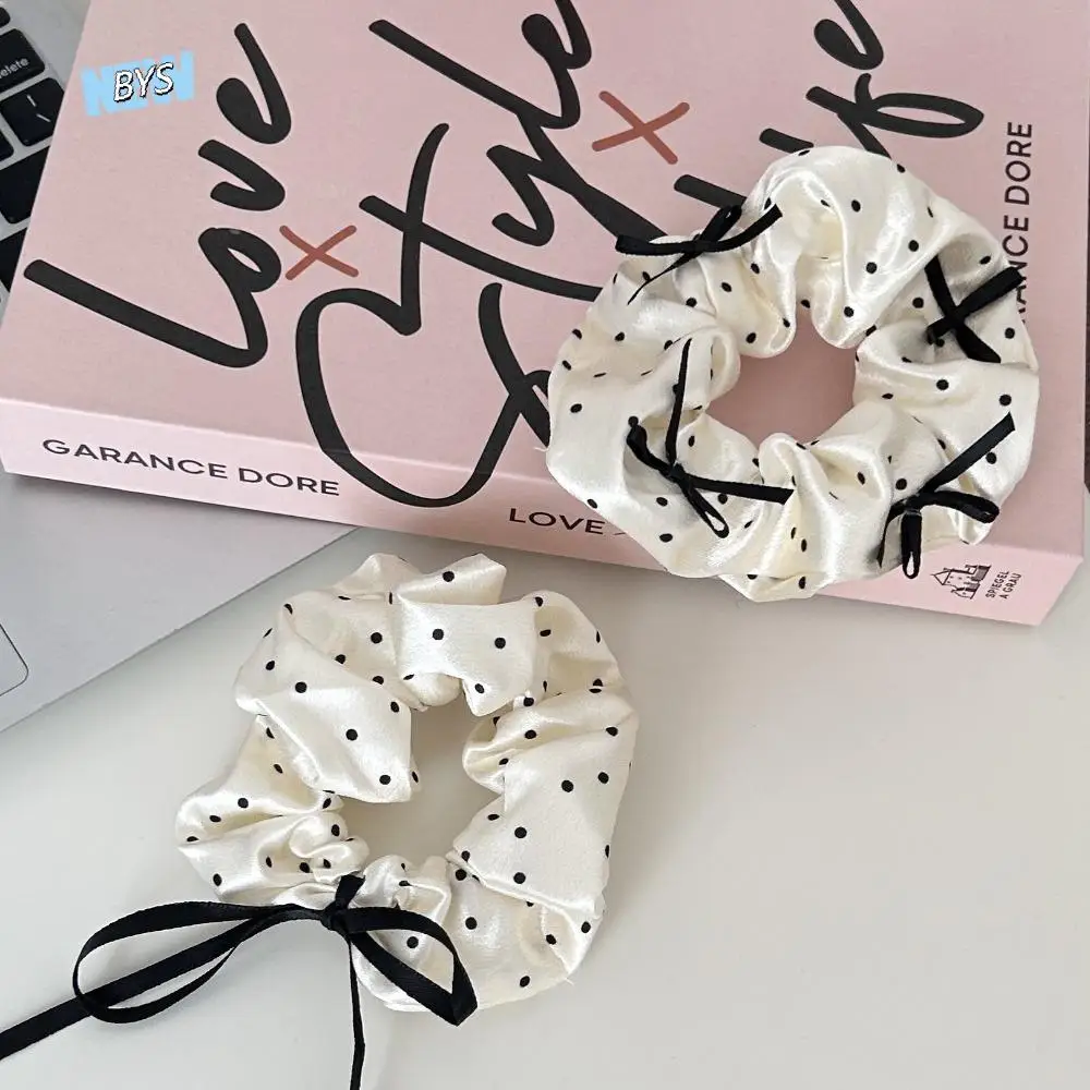 

Stretch Satin Spotty Hair Ring High Elasticity Elegant Bow Head Hair Band Headwear Scrunchies Bun Head Rope Hair Accessories