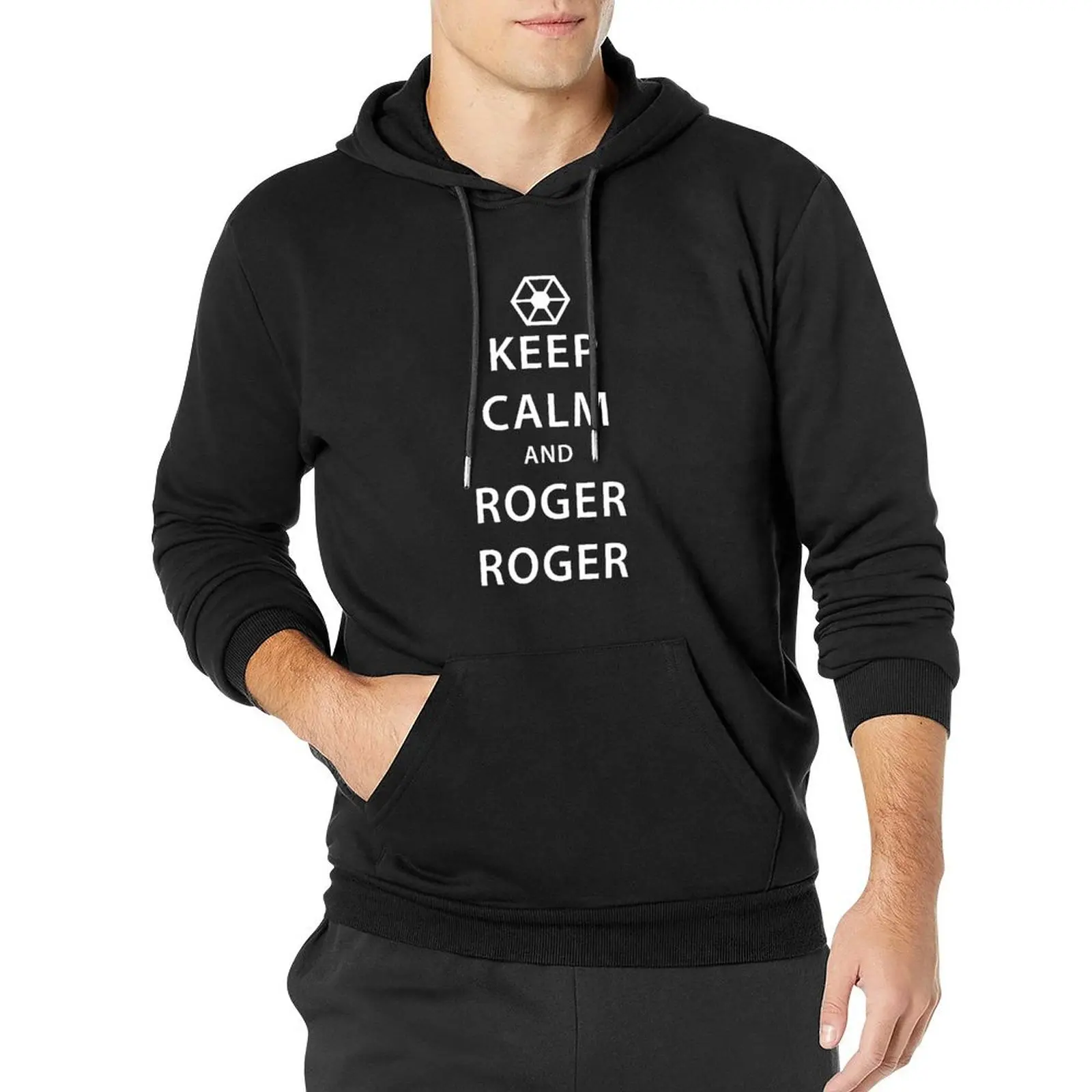 

KEEP CALM and ROGER ROGER (белый) Пуловер с капюшоном уличная мужская японская толстовка