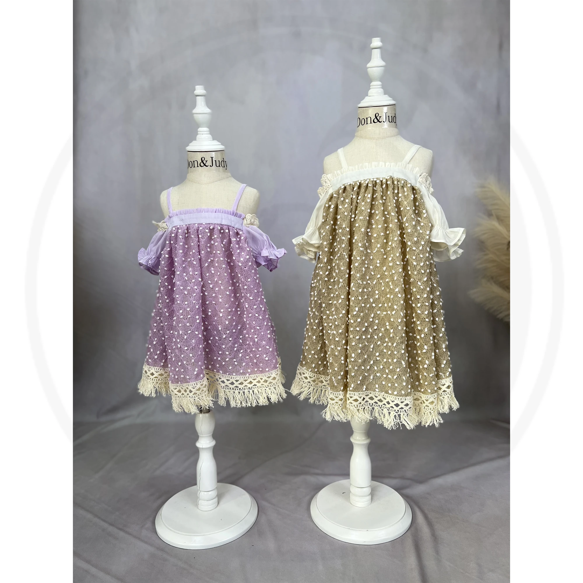 Don & Judy Boho Off Shoulder Prinses Jurken Bloemenmeisjes Trouwjurk Verjaardagskleding Voor Zomerstrand Baby Kinderkleding