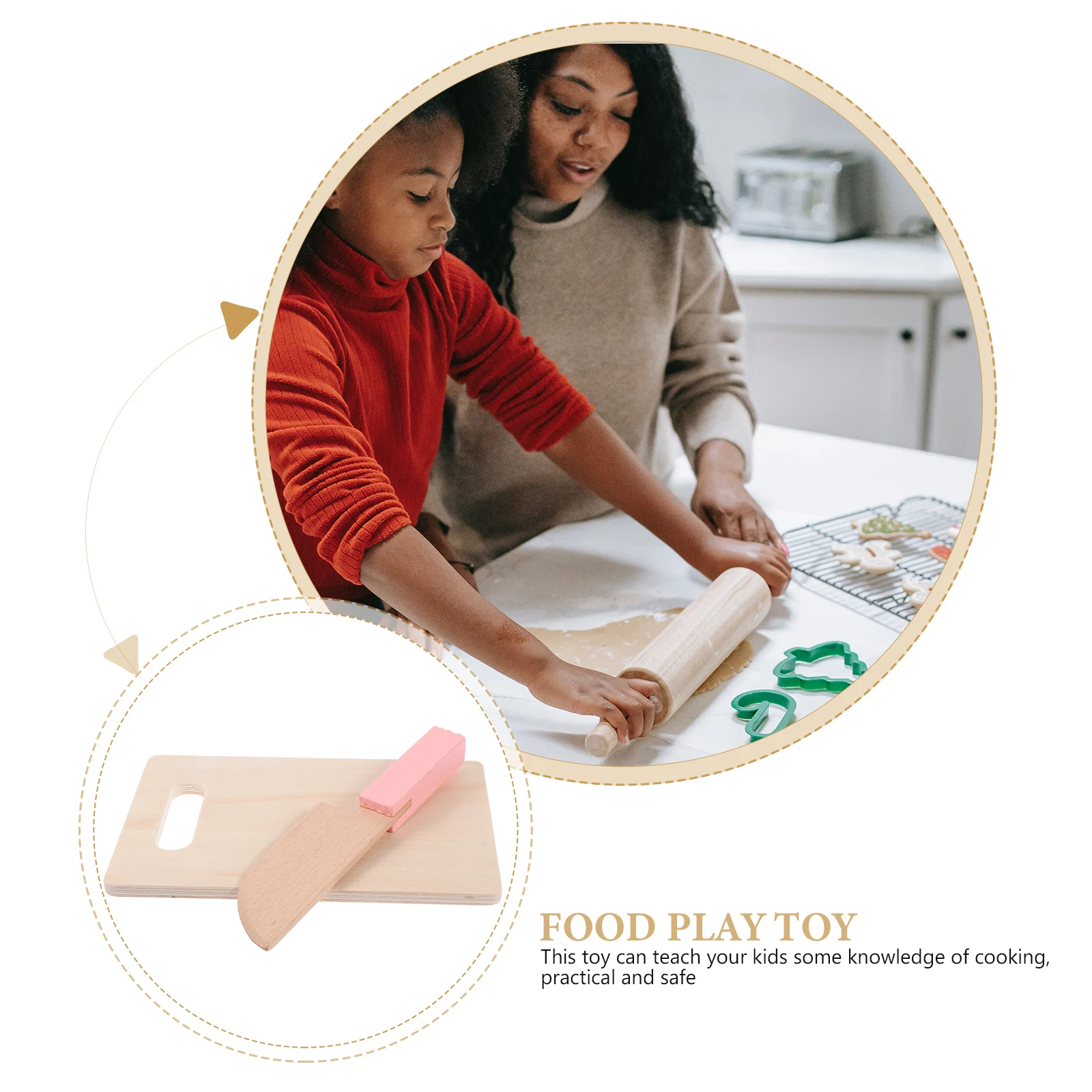 1 conjunto de placa de corte de madeira cortador de cozinha seguro para crianças diy simulado comida cozinhar educação precoce hands-on jogar cortador de cozinha de madeira