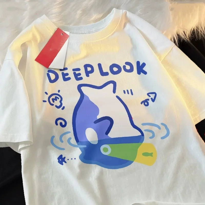 

Мужская футболка в стиле хип-хоп ZAZOMDE из чистого хлопка с рисунком кита, большой графический топ, городская уличная одежда, незаменимая повседневная футболка