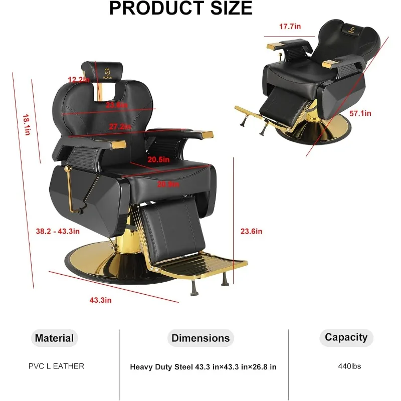 Salon Chair Barber Chair Hydraulic Styling Chair for Hair Salon 360 Degrees Rolling Swivel Barber Chairs Hydraulic