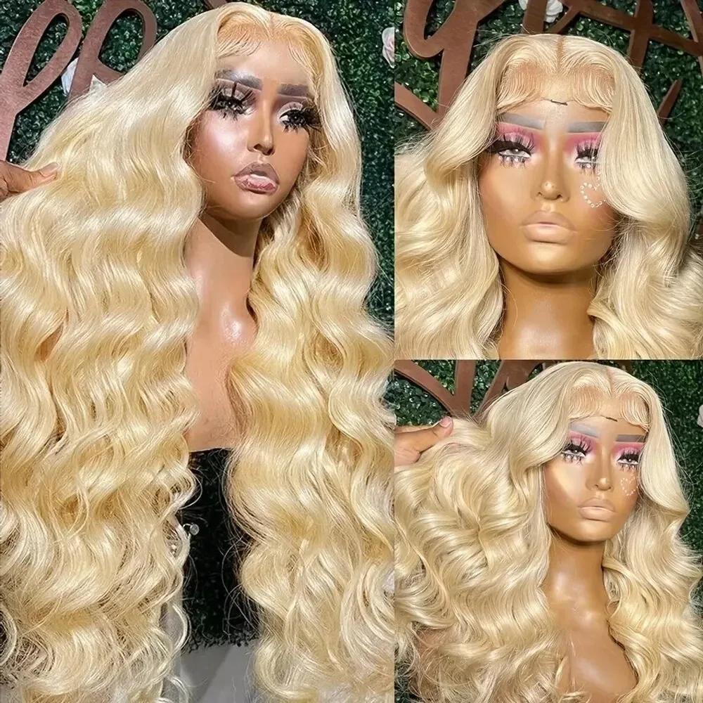 250 density 13x4 Lace Front Human Hair Body Wave 30 40 Inch 613 Blonde 13x6 Lace Frontal Wig Brazilian For Black Women