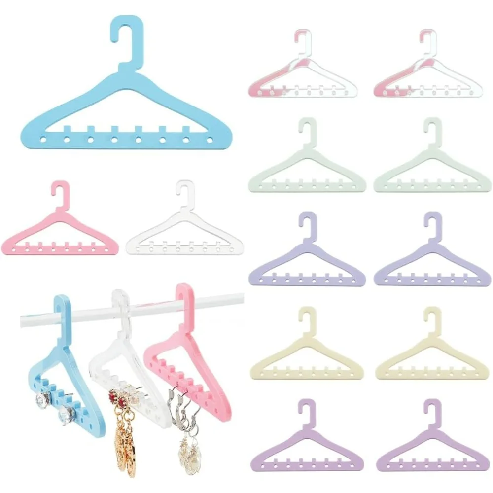 32pcs Earring Holder 8 Colors Earring Hanger Clothes Hanger Shape Jewelry Display 8-Hole Acrylic Holder Necklace Mini Hanger