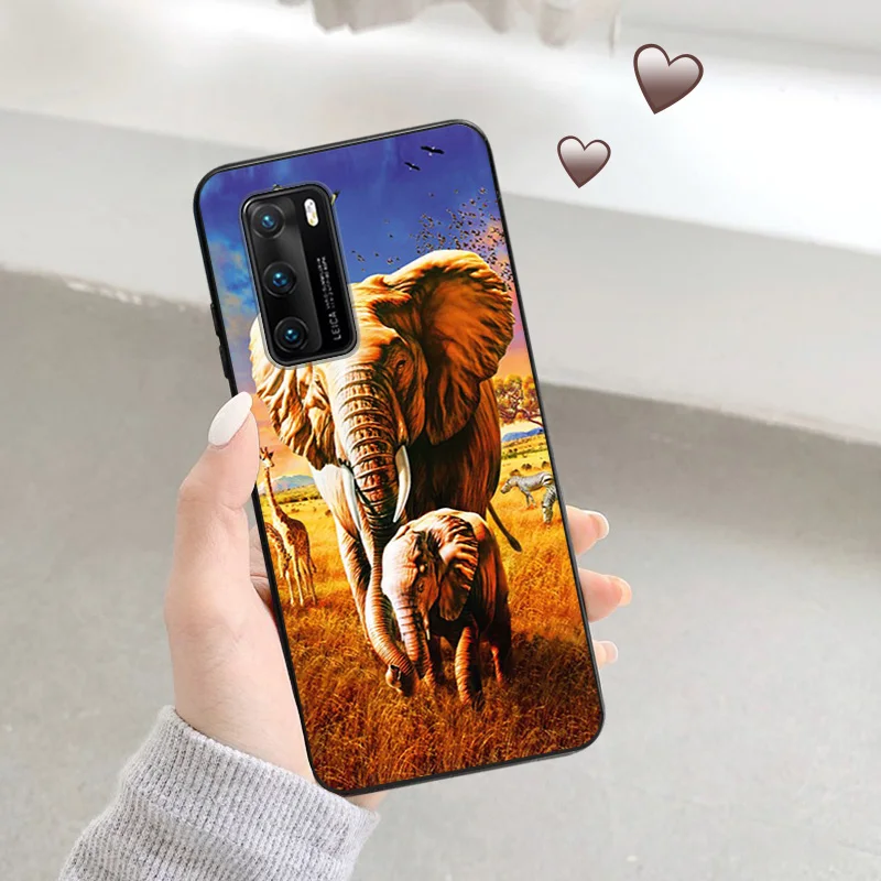 Ультратонкий Мягкий чехол для Huawei P40 P30 Lite P20 Pro P Smart Moto G200 G30 G31 One Fusion Elephant Baby, черный чехол-накладка