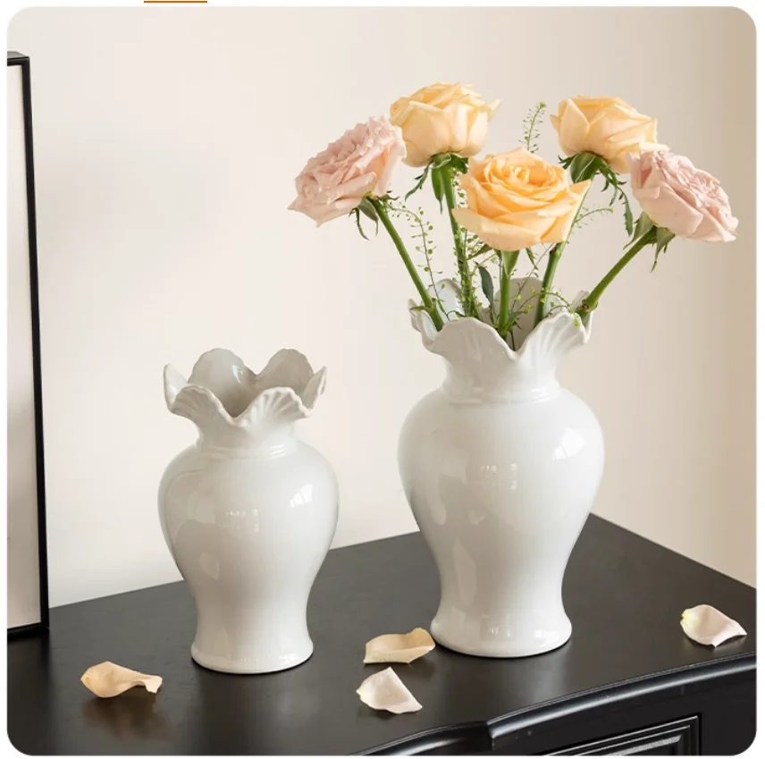 

Vase high-end ceramic living room hydroponic vase decoration French retro cream style decoration