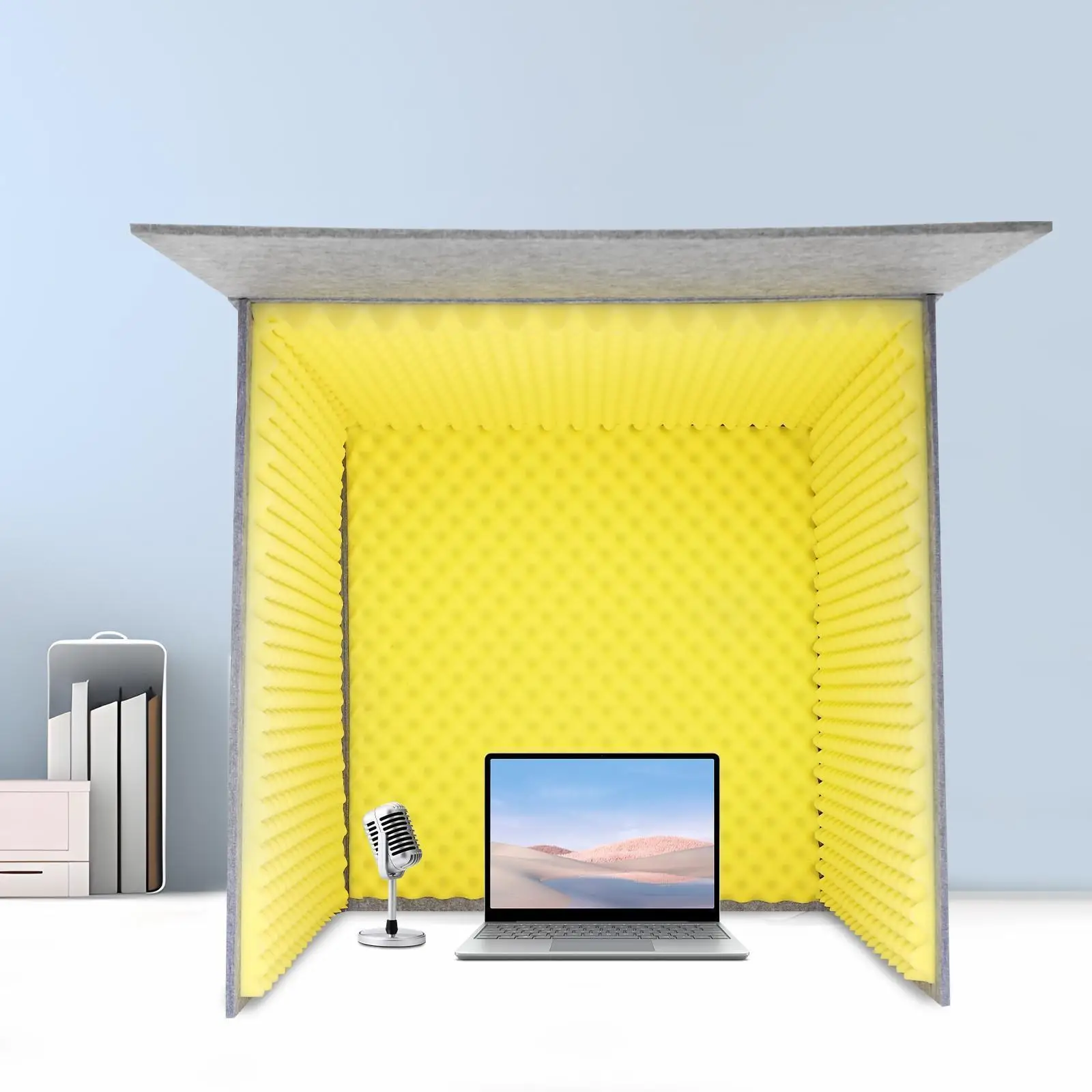 

80X80Cm Yellow Desktop Sound Dampening Cover, Quiet Workspace Solution