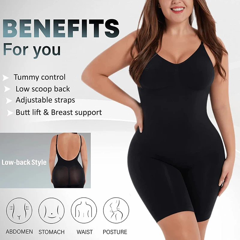 Bodysuits Full Coverage Shapewear Thigh Slim Body Suit Low Back Butt Lift Body Shaper Backless Jumpsuit Seamless Shapers Slimmer