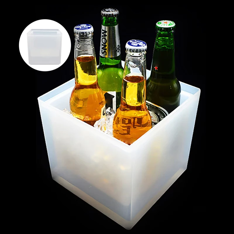 RGB  Ice Bucket Wine Cooler 3.5L Ice Bucket Double Layer Square Champagne Wine Drinks Beer Bucket Chic  Decor Accessories Koozie