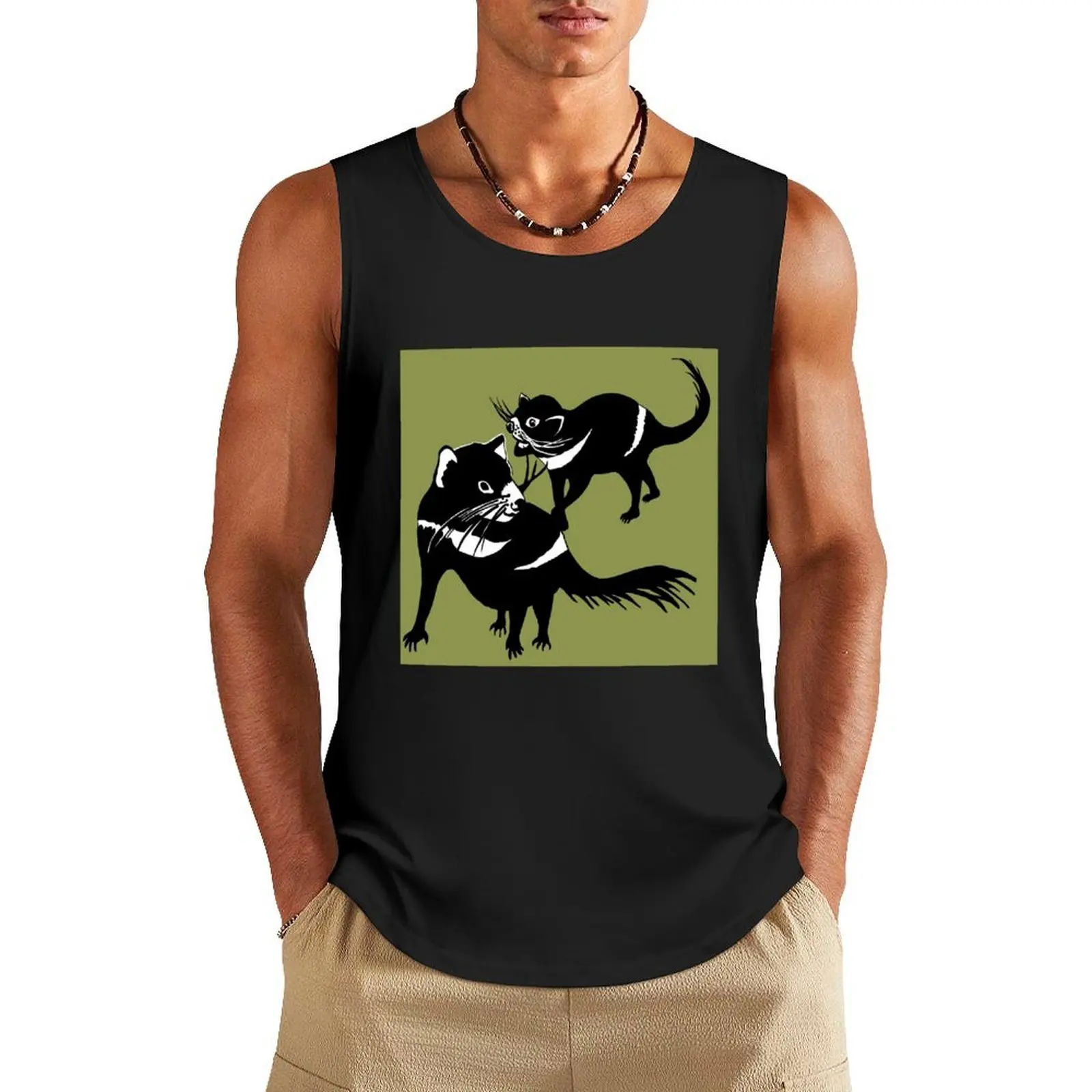

Pair of Tasmanian Devils Endangered Tank Top sports clothes for men T-shirt men gym wear men