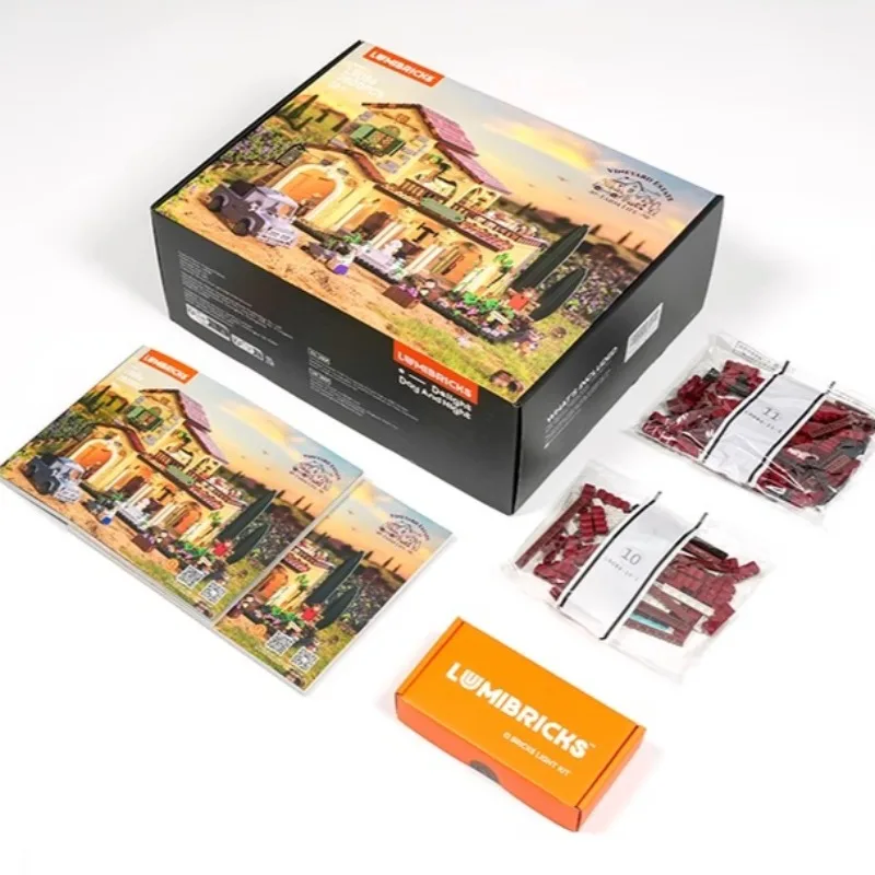 บล็อกตัวต่อประกอบรูปไร่องุ่น ของเล่นจำลองทิวทัศน์ถนนในฟาร์มน่ารัก ของตกแต่งบ้านขนาดใหญ่สำหรับวางบนโต๊ะ ของขวัญวันหยุดสำหรับเด็ก