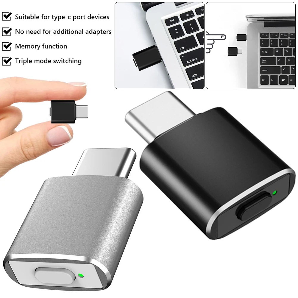 

Mouse Mover Jiggler Undetectable Automatic Shaker 3 Jiggle Modes Mouse Mover USB C Driver-Free Keeps Device for Laptop PC Awake