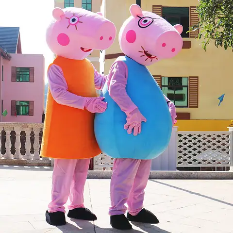 Giant Plush Christmas pig George Mascot Costume Walking Doll Clothes Halloween Carnival Fancy Party Suits