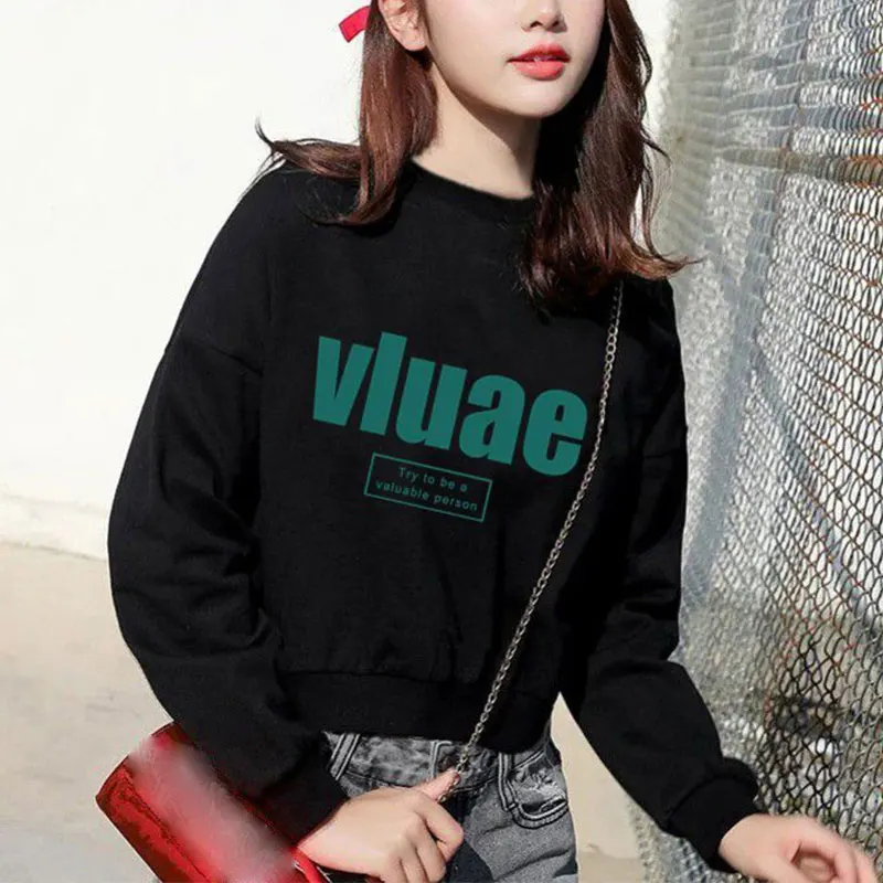 

Women's Autumn Fashion Simplicity Letter Printing O-neck Long Sleeve Sweatshirts Women Clothes Casual All-match Loose Tops