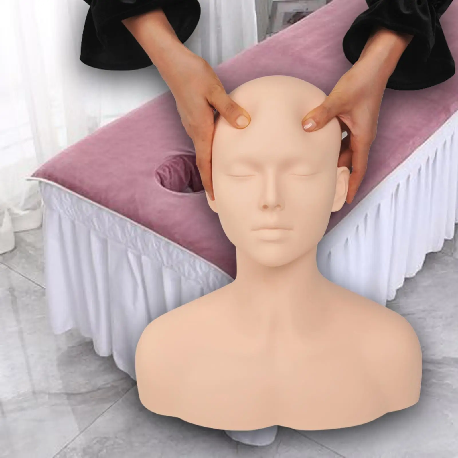 Practice Training Head Mannequin Eyelash Extensions Manikin Skin Texture Doll Model Makeup Head for Massage Beauty SPA Makeup