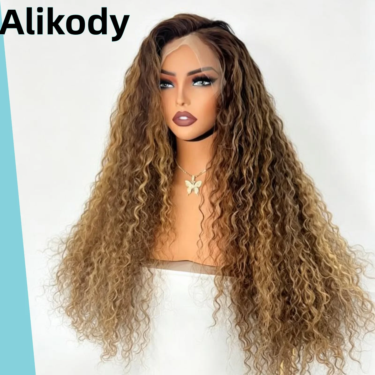 Highlight Ombre Lace Front Perücke Echthaar 13x4 Deep Wave 4P27 Honigblonde Perücke Echthaar Nass und Wellig HD Transparente Lace Frontal Perücken für Frauen