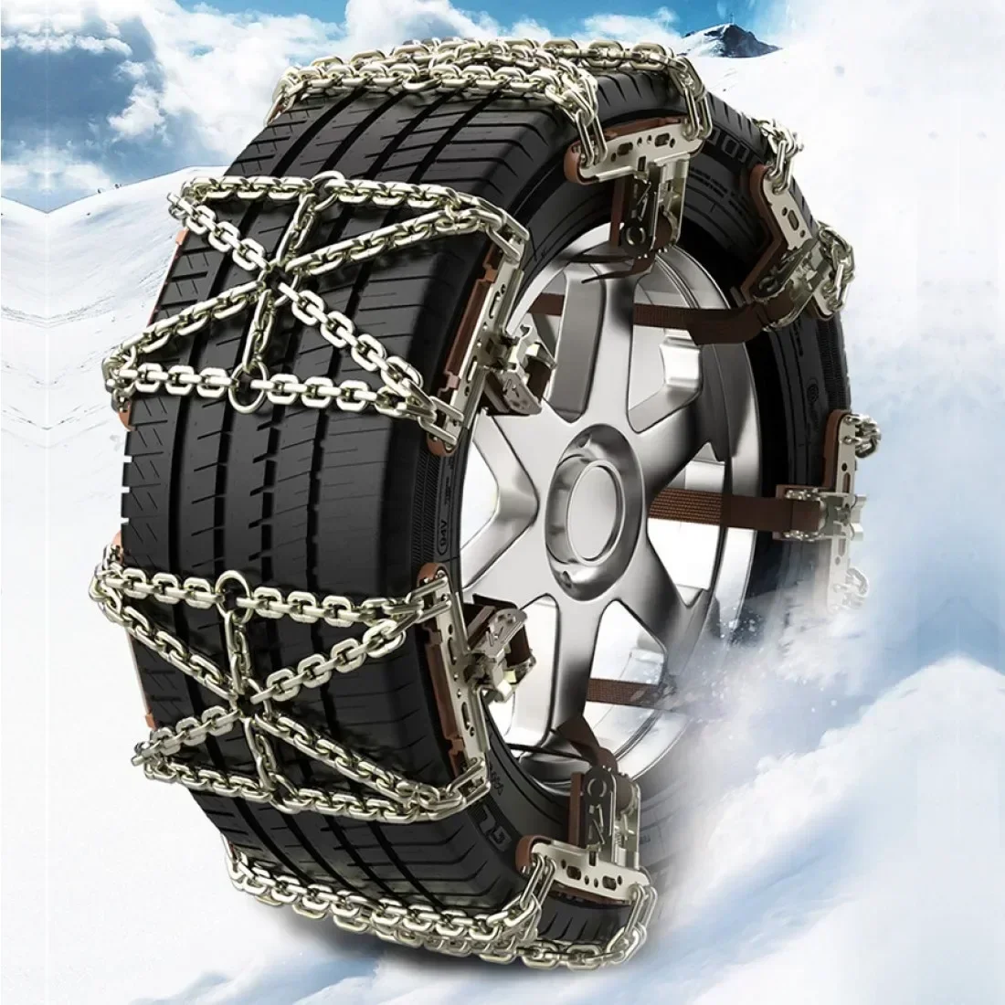 1PCS Winter Anti-skid Vehicle SUV Wheel Chain Mud Road Driving Safety Steel Truck Car Wheels Tyre Tire Snow Ice Chains Belt