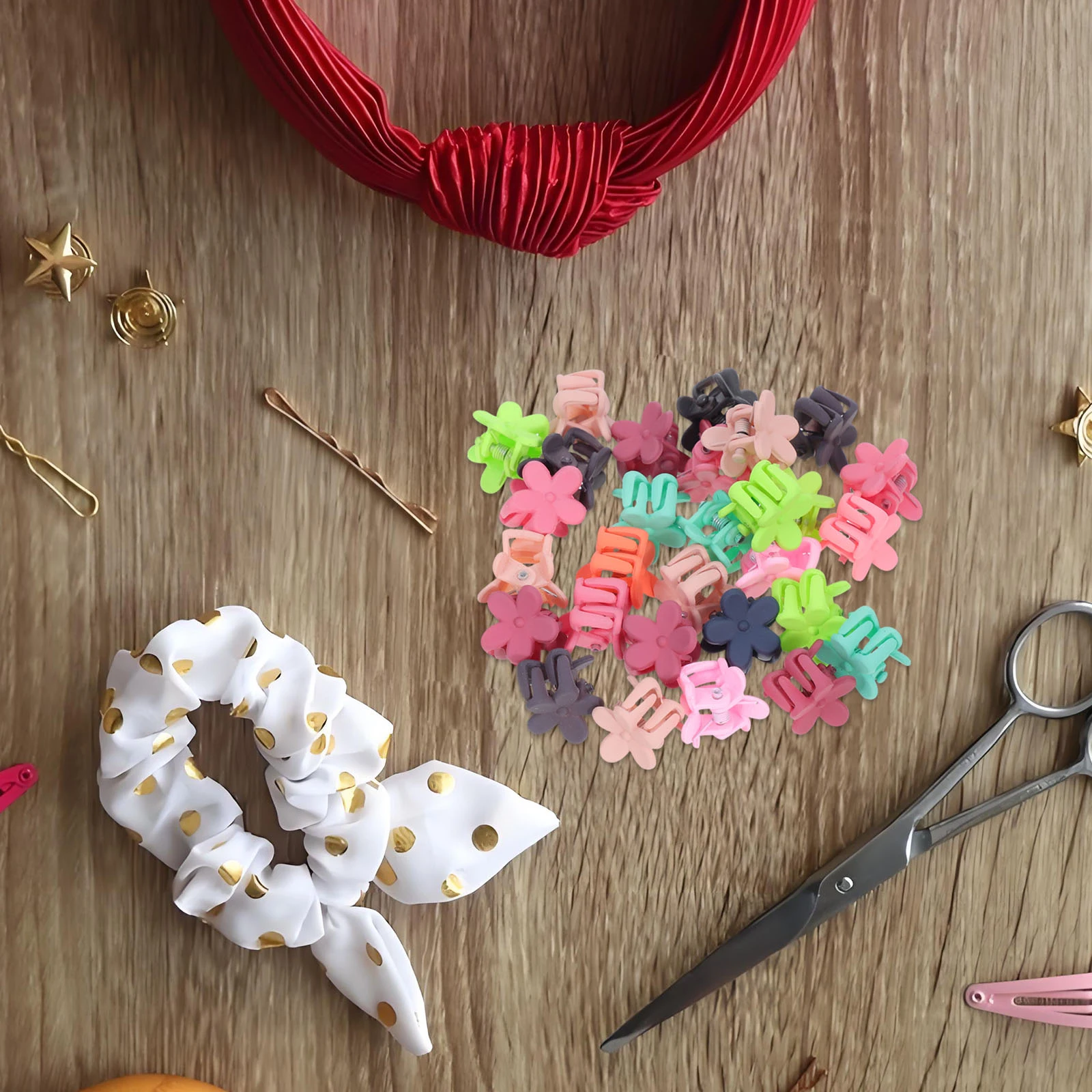 

30pcs Children Flower Hair Claw Clips Colorful Baby Girl Accessories Durable Mini Hairpin Paw For Kids Outfit Gift