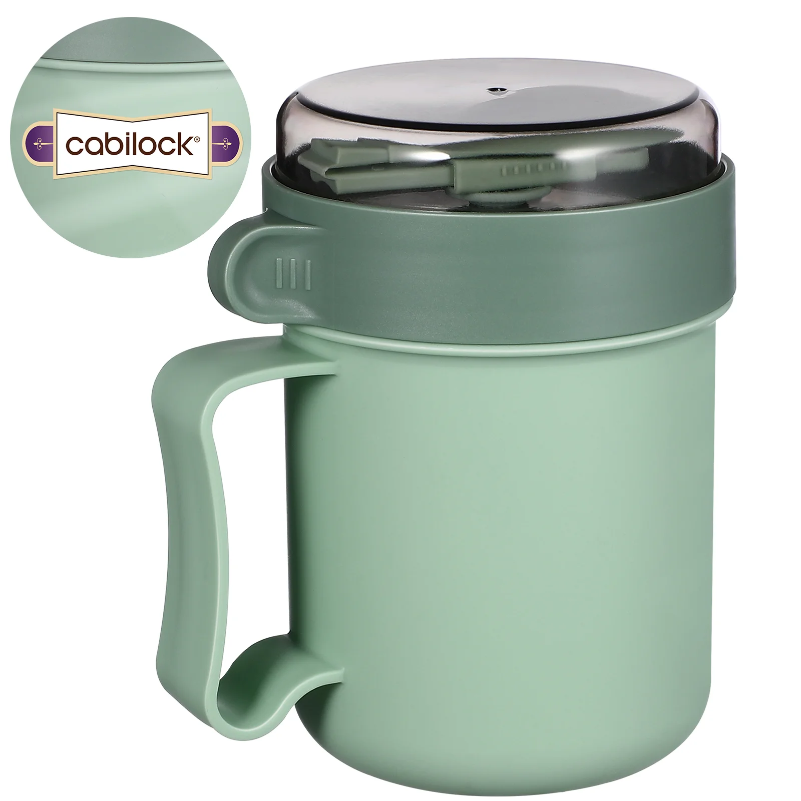 Portable Cabilock Soup Mug Microwave Safe Foldable Spoon Built in Easy Storage Hot Soup Noodles Stew Breakfast Lunch Travel Home