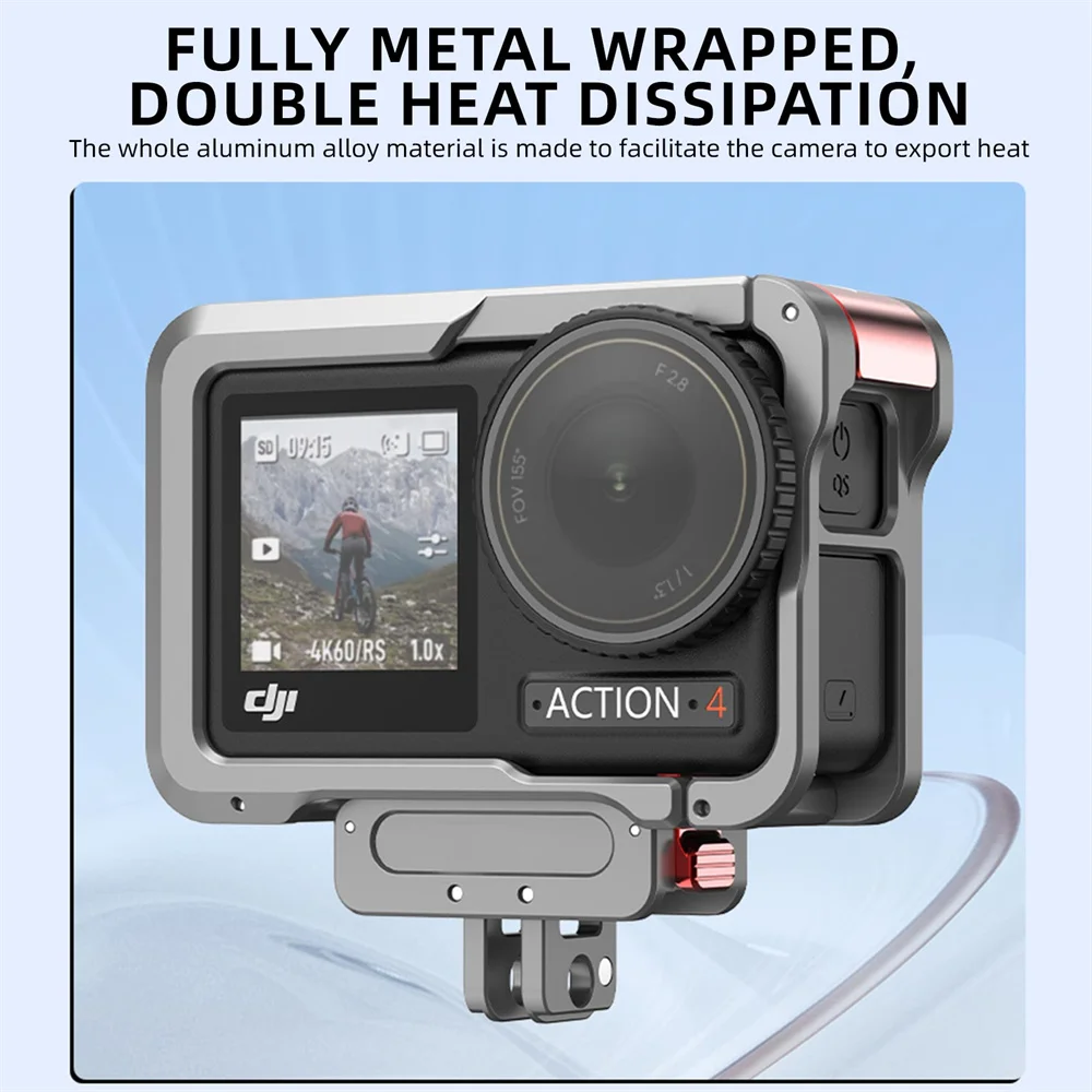 لـ OSMO ACTION 5PRO/4/3 قفص معدني سريع الإصدار GoPro حامل قابل للطي مع إطار حماية كامل للحذاء البارد