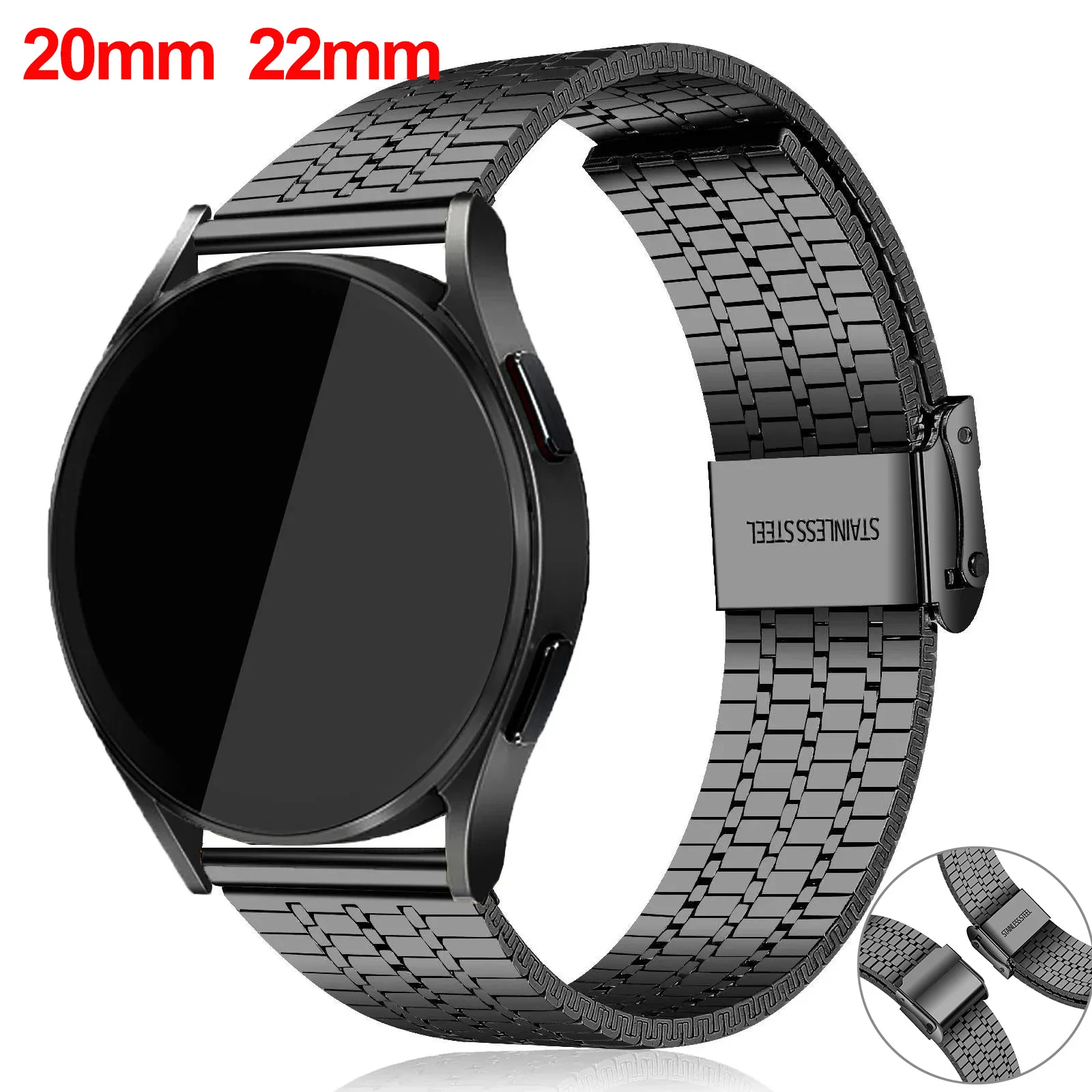 ステンレス鋼ストラップサムスンギャラクシーウォッチ 7 6 5 4 44 40 ミリメートル 5Pro 4 クラシック 20 ミリメートル 22 ミリメートルブレスレット Huawei GT 2 3 4 5Pro 46 ミリメートルバンド
