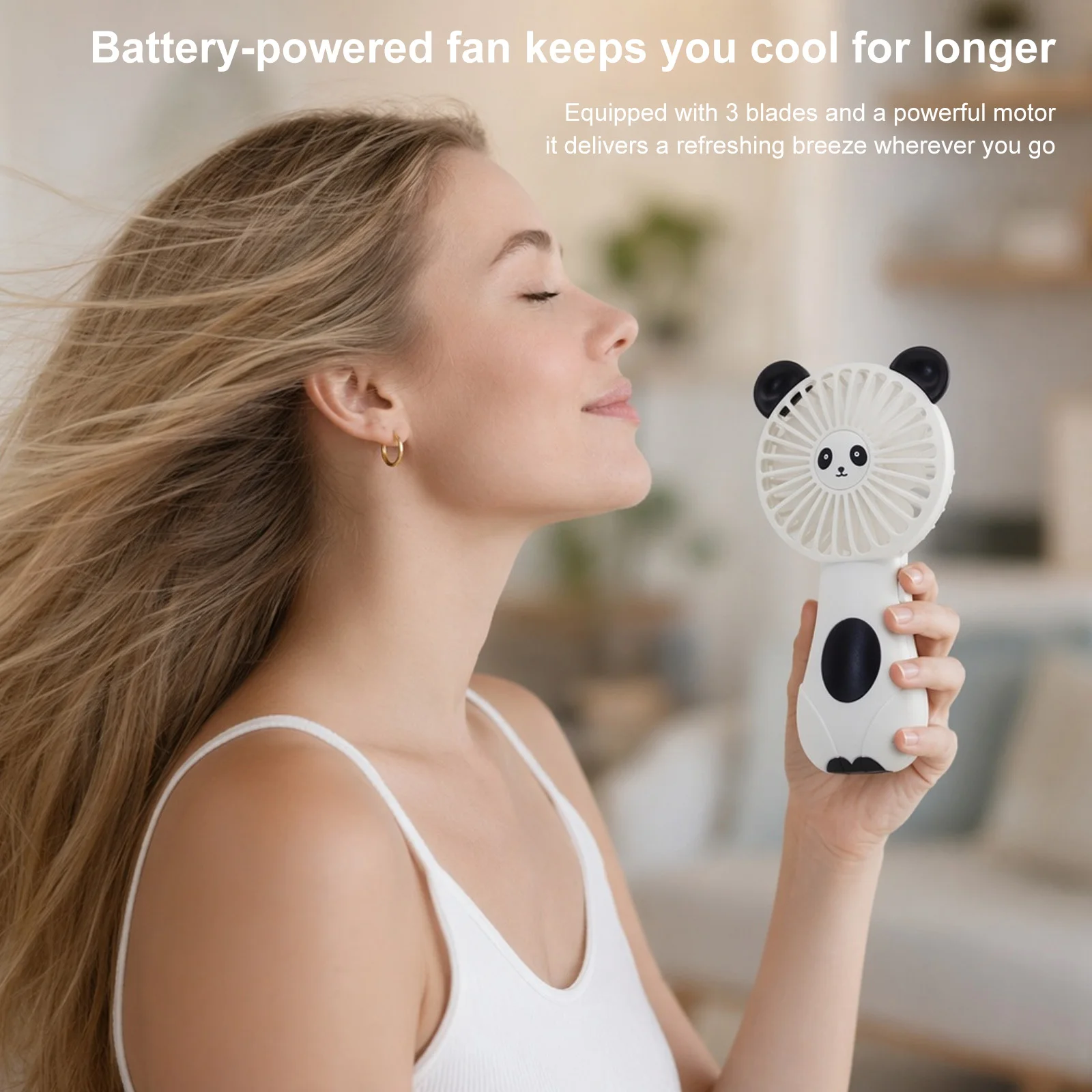 Portable Cooling Fan Battery Operated Portable Pocket Fan Cute Cartoon Handheld Fans for Travel Camping Outdoor Commuting