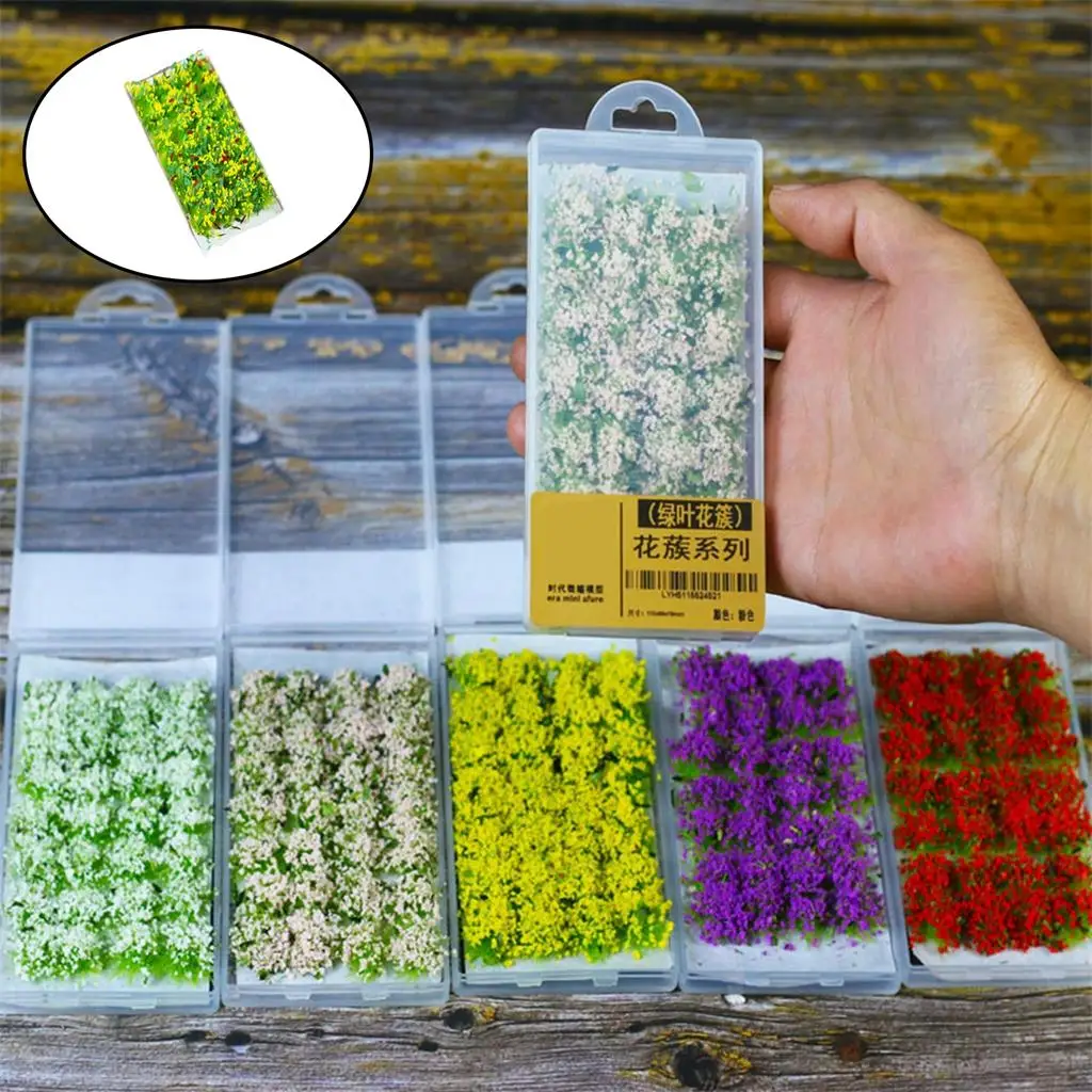 Diy kits de construção de casa em miniatura resina flores clusters micro paisagem folhas para modelo ferroviário cenário