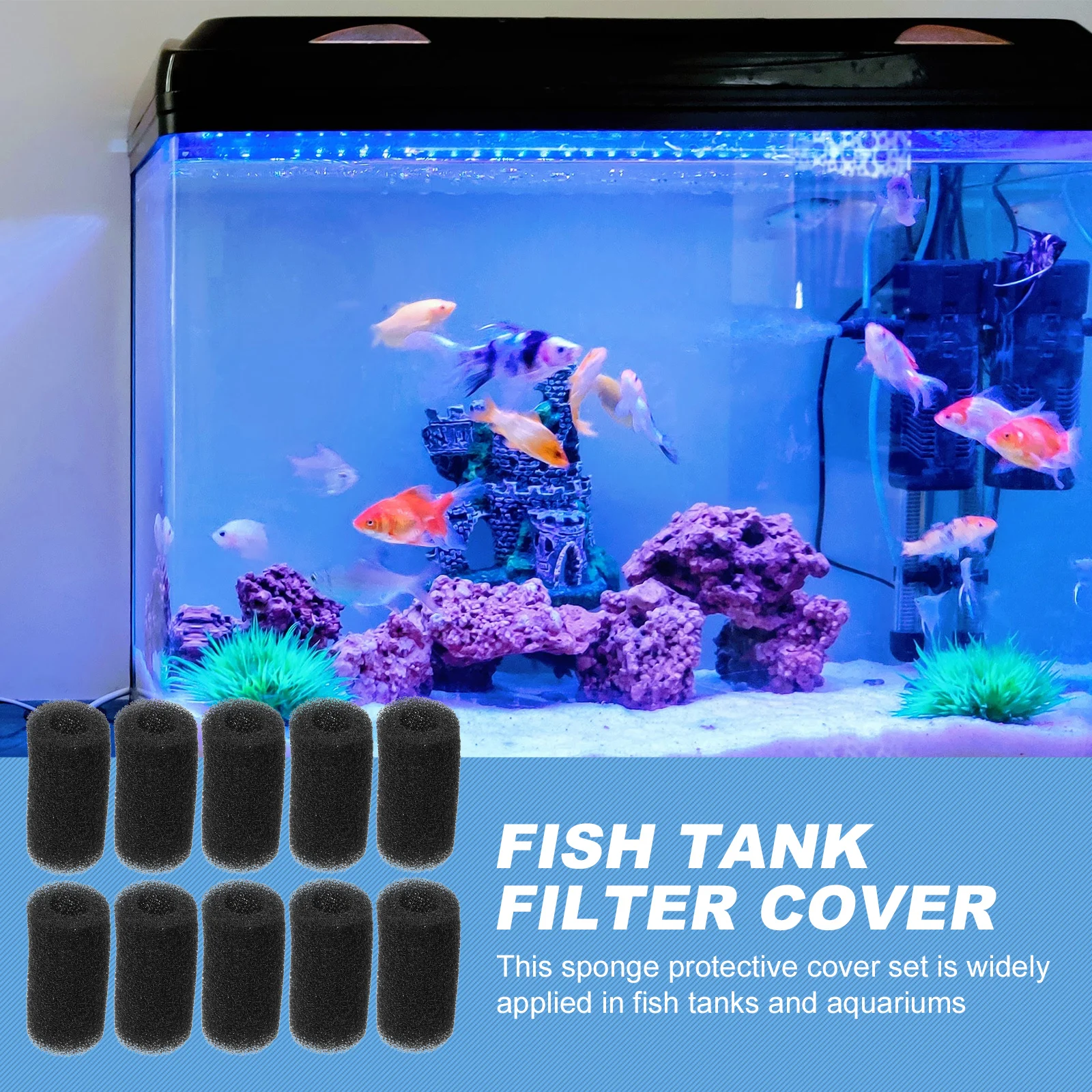 

10pcs Pre Sponge Rolls For Aquarium Fish Tank Filter Cover Inlet Protective Sleeve Filtration Sponge Pool Filter Accessories