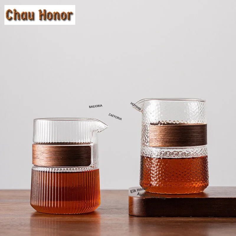 ZAEYORIA 400ml Heat-resistant Glass Fair Cup Japanese Hammered Handle Worry-free Tea Pitcher Tea Sea Tea Divider Justice Cup Mug