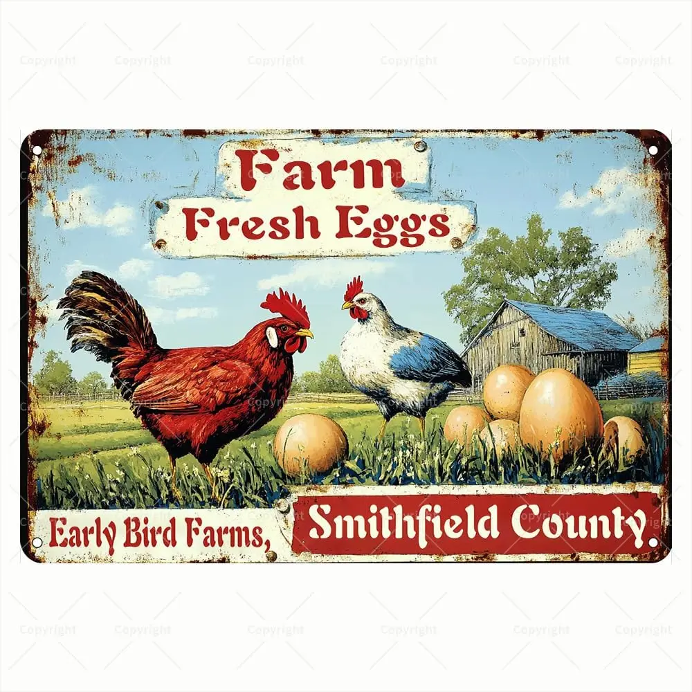 Rustic Tin Sign - No Questions Asked Chicken Road Crossing Joke Retro Metal Sign - Humorous Tin Wall Art for Home, Bar, Kitchen,