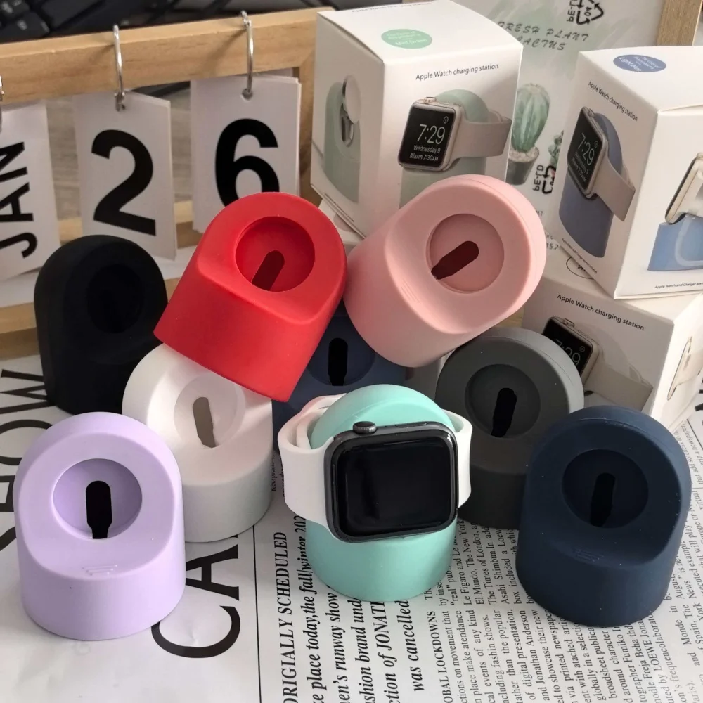 For Apple Watch Series Ultra 3 2 1 11 10 9 8 7 6 5 SE Charger Dock Station Silicone Bracket Iwatch Cable Holder Charger Stand