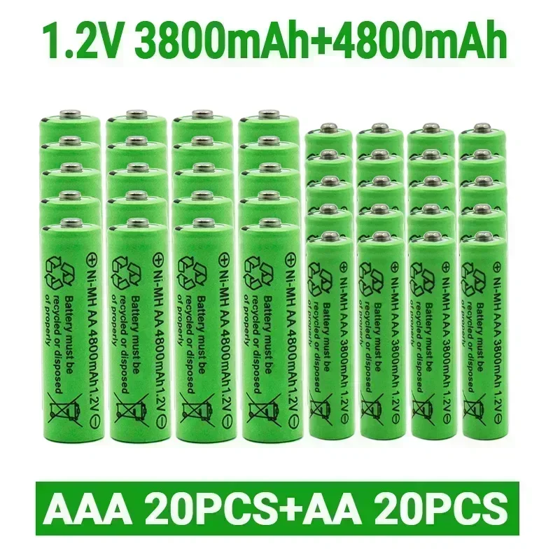 Baterías recargables NI-MH de 1,2 V AA 4800 mAh + batería recargable NI-MH de 1,2 V AAA 3800 MAh