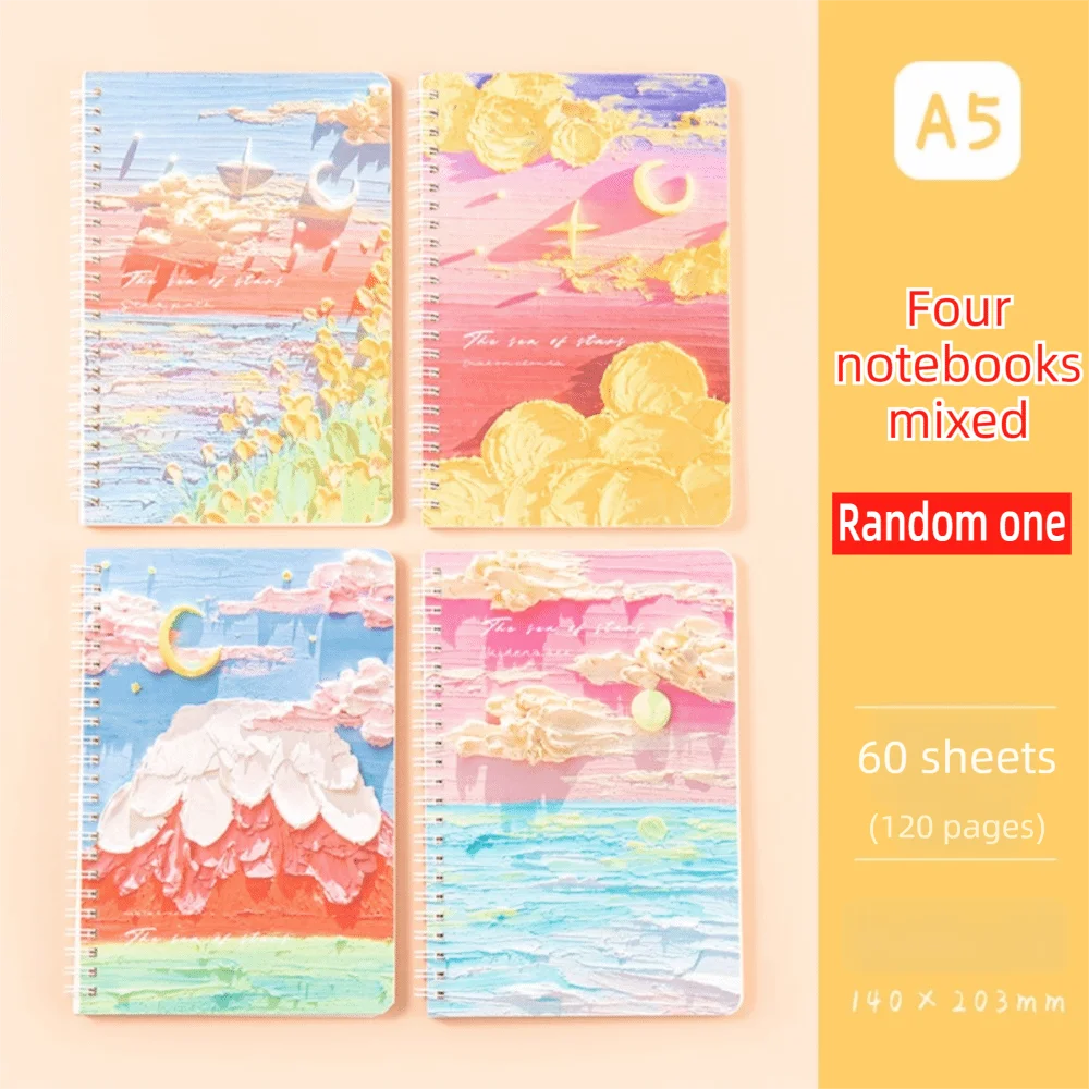 Portable Oil Painting Coil Notebook A5 INS Lined Notebook Notepad School Office Supplies