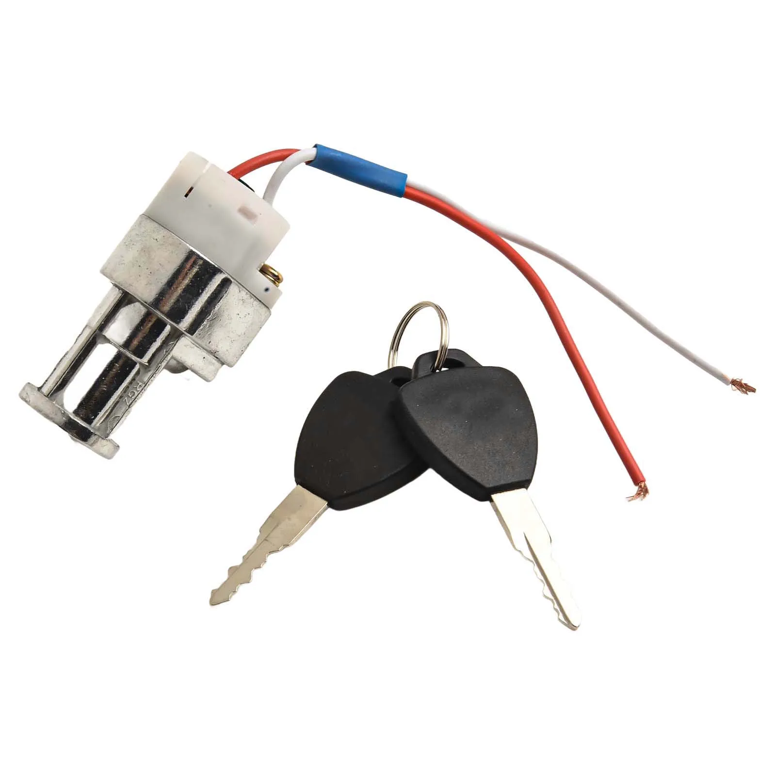 Ignition Switch Lock With 2 Keys For Motorcycle Electric Bike Scooter Metal Cylinder Replacement Accessory Silver