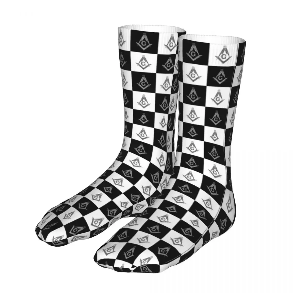 

Socks Male Mens Women Harajuku Freemason Checkered Pattern Masonic Mason High Quality Spring Summer Autumn Winter