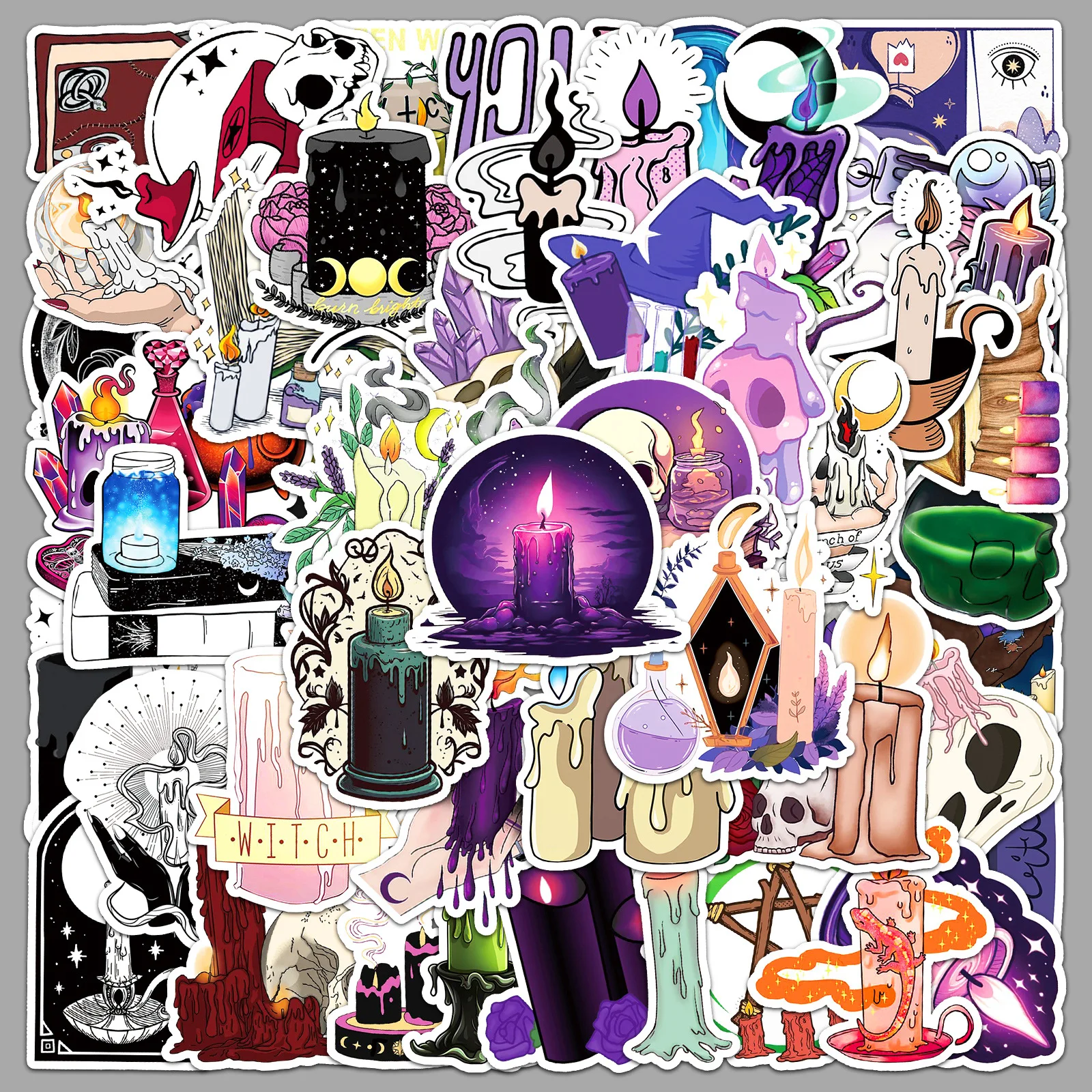 

50Pcs Candle Graffiti Stickers Personalized Creativity Magic Decoration Stickers DIY Guitar Skateboard Waterproof Stickers