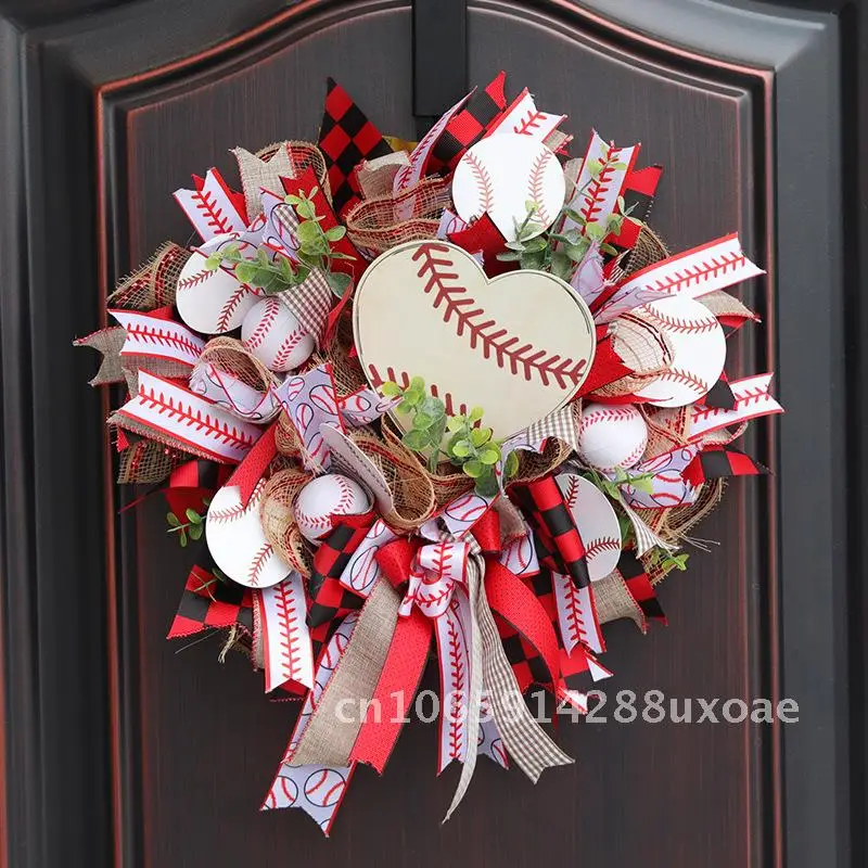 

Artificial Flower Wall Hanging Home Decoration Wreath Love Wooden Hanging Wreath Baseball Door Hanging
