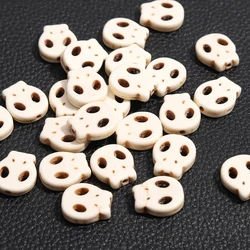 About27Pcs Synthetic Turquoise Flat Skull with Hollow Unique Beads Handmade DIY Earrings, Necklaces, Gifts for Teachers and Frie