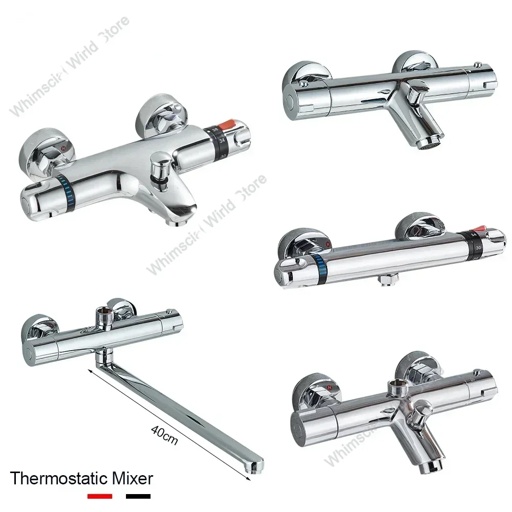 Robinet de douche thermostatique salle de bains mélangeur chromé Thermostat baignoire murale douche thermostatique mélangeur thermostatique en laiton